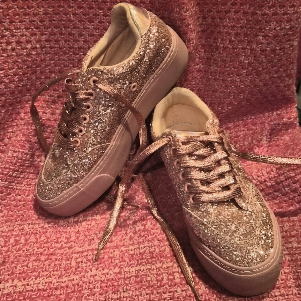 Pink Glitter Platform Sneakers
